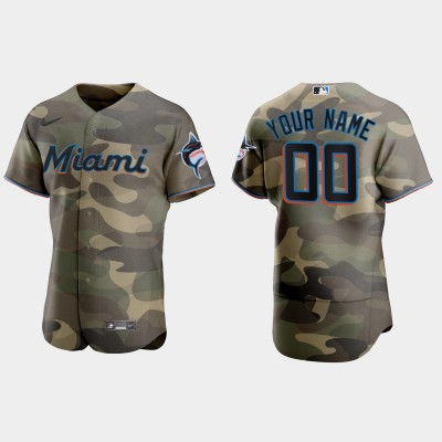 Miami Marlins Custom Men's Nike 2021 Armed Forces Day Authentic MLB Jersey Camo